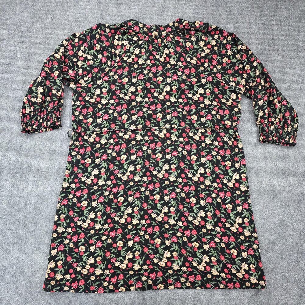 Draper James RSVP Dress Womens XL Black Floral Tie Waist Smocked Cuffs KD7032RT - Picture 15 of 16